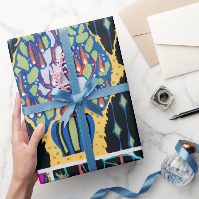 Papel De Presente Desenho de arte vítrea e padrão art nouveau (Presentear)