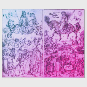 Papel De Presente Desenho de Astrologia Azul Roxo-Anônimo e Lua