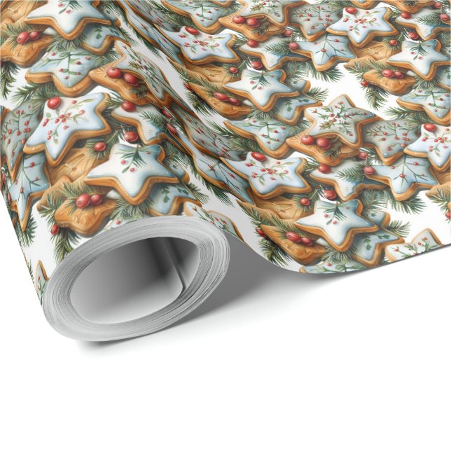 Papel De Presente Desenho de Biscoito de Natal (Ponta do rolo)