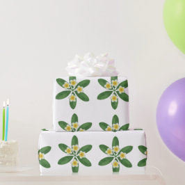 Papel De Presente Desenho de Bordado de Frangipani Botânico