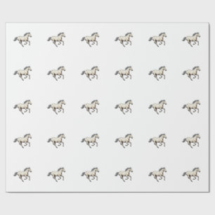 Papel De Presente Desenho de Cavalo Appaloosa Correndo Gravado Antig