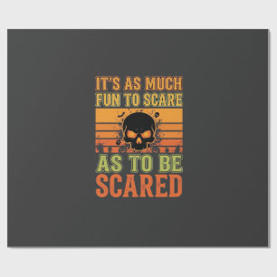 Papel De Presente Desenho de Caveira Assustadora de Halloween Retrô_