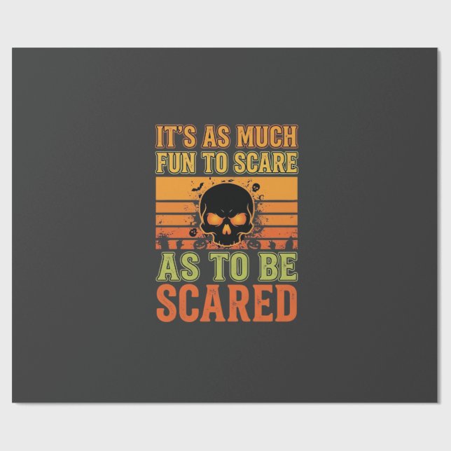 Papel De Presente Desenho de Caveira Assustadora de Halloween Retrô_ (Aberto)