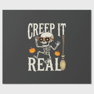 Papel De Presente Desenho de Esqueleto Dançante Funny Halloween Cree