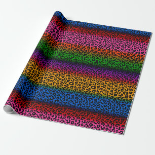 Papel De Presente Desenho de Estampa de Animal Leopardo Colorido