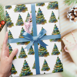 Papel De Presente Desenho de Floco de Neve de Árvore de Natal em Aqu