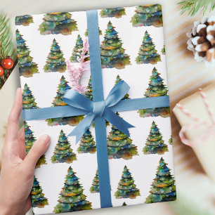 Papel De Presente Desenho de Floco de Neve de Árvore de Natal em Aqu