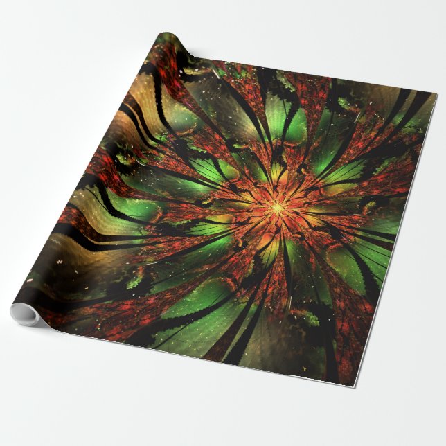 Papel De Presente Desenho de flor fractal abstrata.   (Desenrolado)