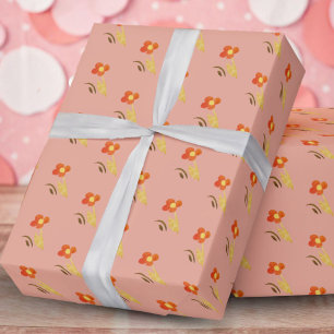 Papel De Presente Desenho de Flor Padrão Rosa Festa de Aniversário M