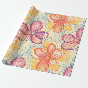 Papel De Presente Desenho de Flor Silvestre Antiga (4)