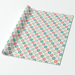 Papel De Presente Desenho de Flor Simétrica Brilhante em Fundo Branc