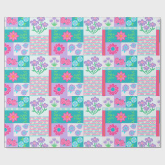 Papel De Presente Desenho de Flores Vibrantes em Flor