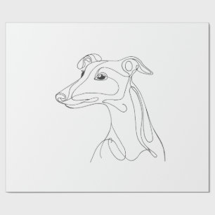 Papel De Presente Desenho de Greyhound em Linha Cinza - Design Minim