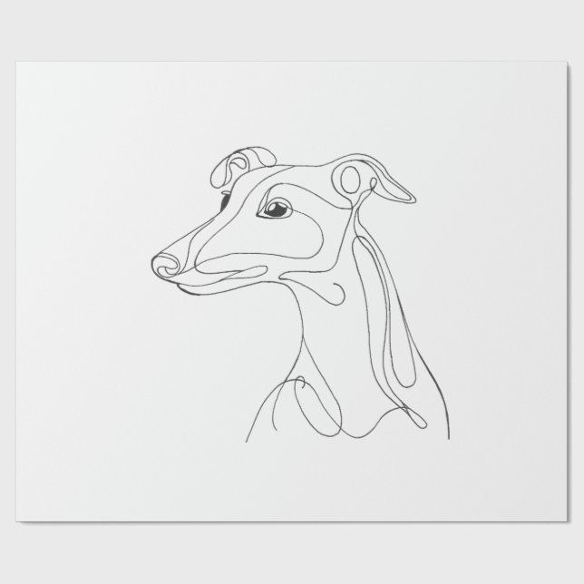Papel De Presente Desenho de Greyhound em Linha Cinza - Design Minim (Aberto)