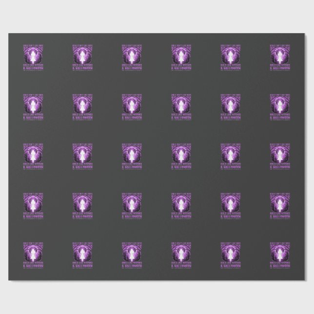 Papel De Presente Desenho de Halloween Garotas Como Bruxas (Aberto)