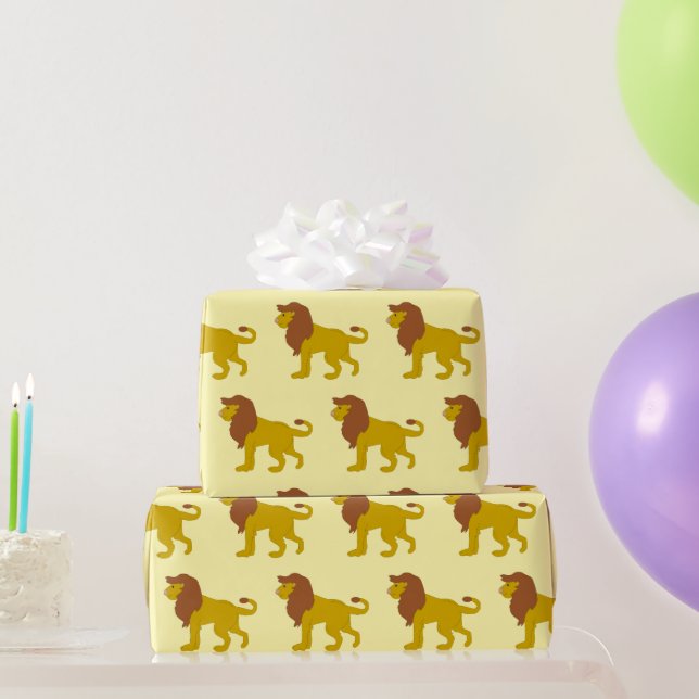 Papel De Presente Desenho de Leão Qualquer Cor de Fundo (Presentes para festas)