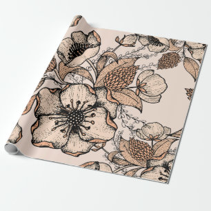 Papel De Presente Desenho de linha com um padrão perfeito. Cores cl