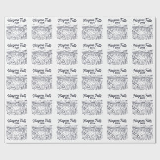 Papel De Presente Desenho de linha vintage de Niagara Falls 2026