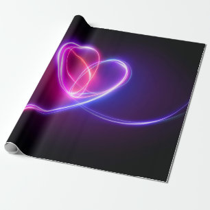 Papel De Presente Desenho de luz de néon cor-de-rosa. Doença card