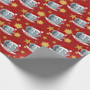 Papel De Presente desenho de Natal com um elefante fofo embrulhando 