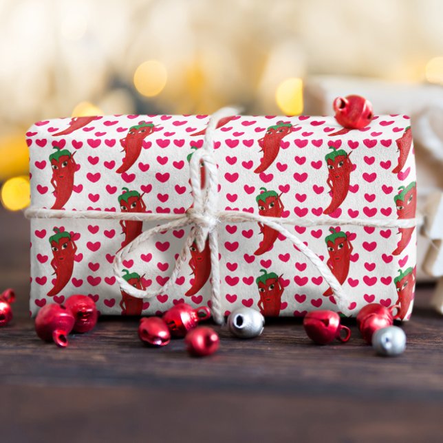 Papel De Presente Desenho de Padrão de Corações Rosa-Pepper (Criador carregado)