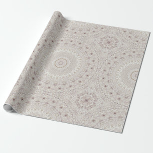 Papel De Presente Desenho de Padrão Mandala Bege e Taupe