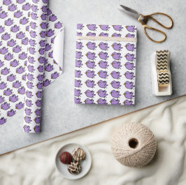 Papel De Presente Desenho de Pássaro Roxo Fofo em Aquarela