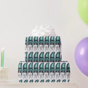 Papel De Presente Desenho de Pop de arte da Colmeia de Teal Sassy Mo