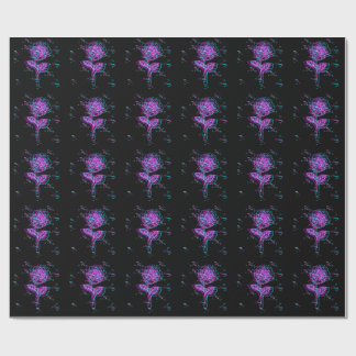 Papel De Presente Desenho de Rosa Neon Glitch