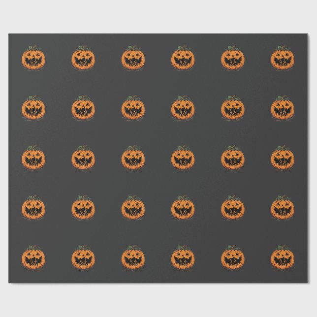 Papel De Presente Desenho de silhueta de abóbora de Halloween do Pé  (Aberto)