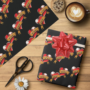 Papel De Presente Desenho de Tatuagem de Bandeira de Papai e Mamãe C