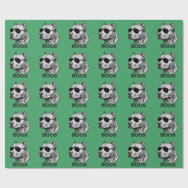 Papel De Presente Desenho de tatuagem de Pitbull BOOS com Óculos de  (Aberto)