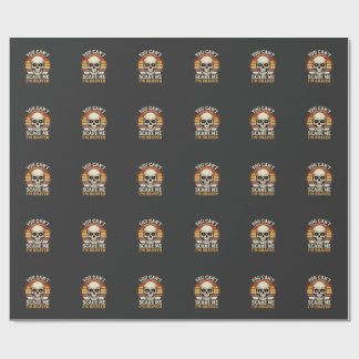 Papel De Presente Desenho de terror retrô de crânio de Halloween mai