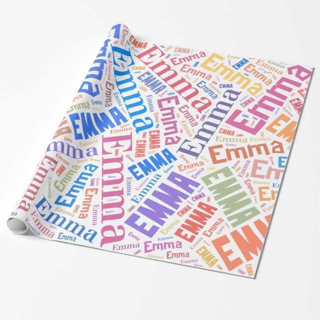 Papel De Presente desenho de texto com o nome EMMA (Desenrolado)