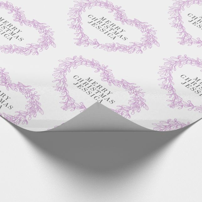 Papel De Presente Desenho de visco de Natal coração roxo branco (Ponta)