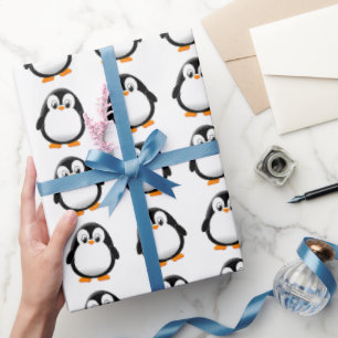 Papel De Presente Desenho Fofo de Pinguim Personalizado Inverno Bran