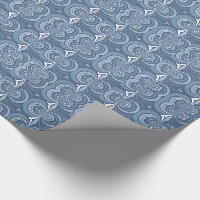 Papel De Presente Desenho Geométrico Abstrato Azul (Ponta)