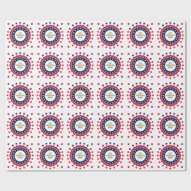 Papel De Presente Desenho Geométrico Ousado para 4 de Julho (Aberto)