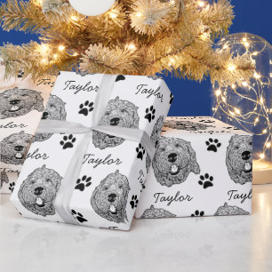 Papel De Presente Desenho Personalizado Cachorro de Goldendoodle