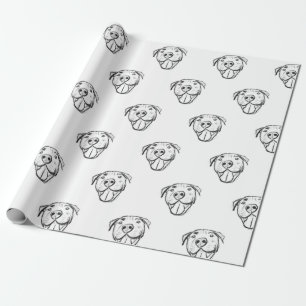 Papel De Presente desenho pitbull simples amantes de cães preto bran