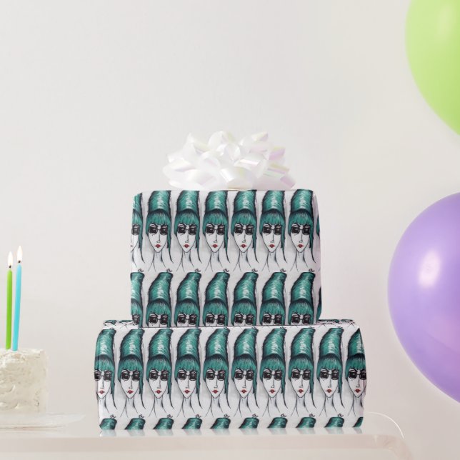 Papel De Presente Desenho Pop Art da Mãe Monstro Sassy Teal Coque (Presentes para festas)
