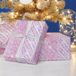 Papel De Presente Desenho Rosa de Natal com Brilho 