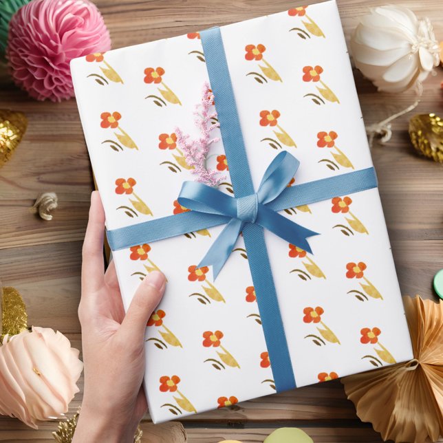 Papel De Presente Desenho Simples de Flor Padrão Rosa Aniversário de (Criador carregado)