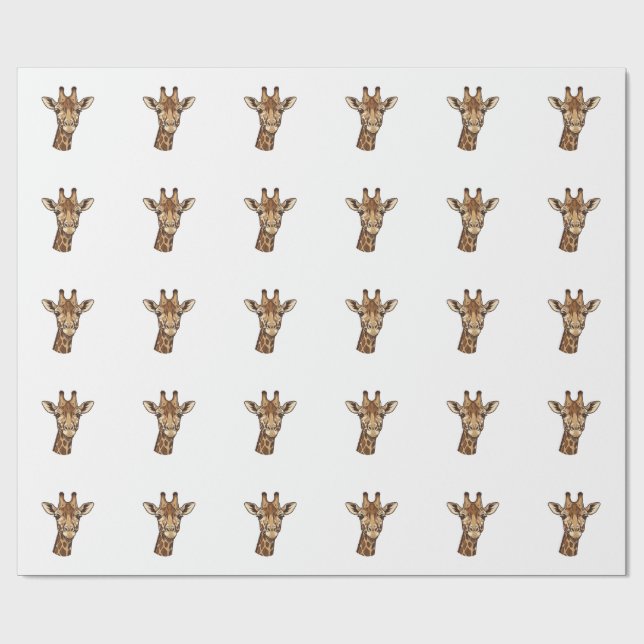Papel De Presente Desenho Vetorial de Cabeça de Girafa Gravada Vinta (Aberto)