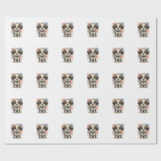 Papel De Presente Desenho Vetorial de Gravação de Splash de Cachorri (Aberto)