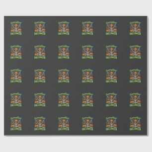 Papel De Presente Desenho Vetorial de Halloween de Esqueleto Sobrena