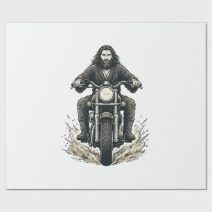 Papel De Presente Desenho Vetorial de Motociclista com Gravação Anti