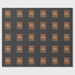 Papel De Presente Desenho Vetorial de Zumbi Engraçado Comendo Cérebr