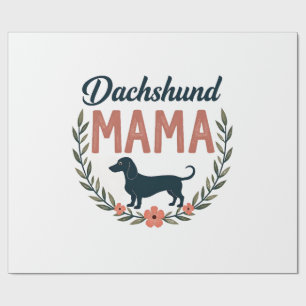 Papel De Presente Desenho Vetorial Mamãe Dachshund Vintage Floral Am