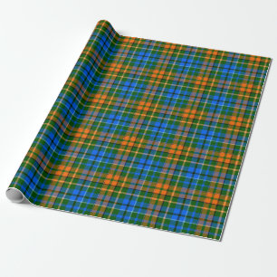 Papel De Presente Desenho Xadrez Escocês Laranja Verde Azul